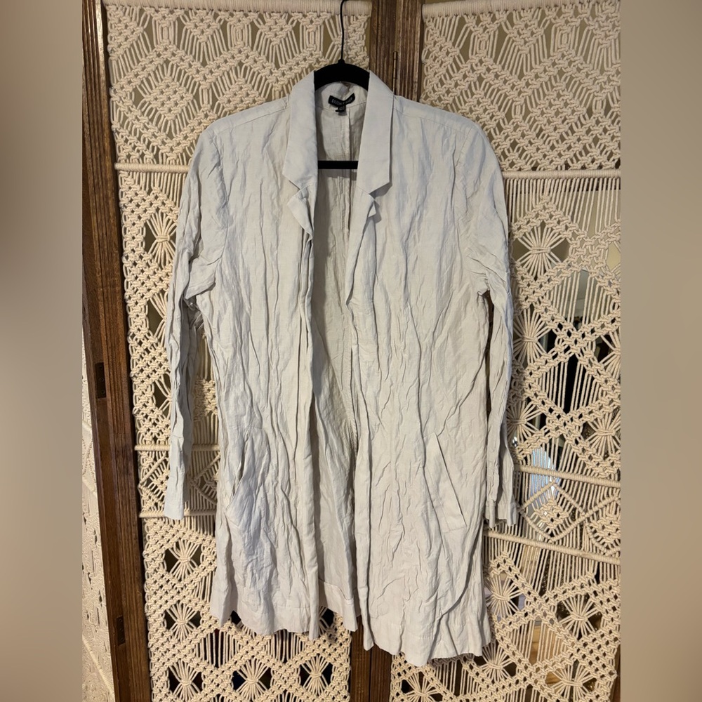 GUC Eileen Fisher Trench rumpled cotton steel jacket